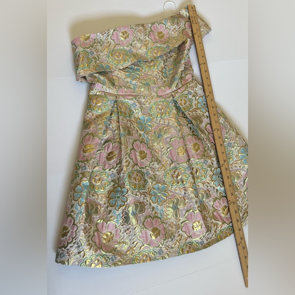 NWT Topshop Women’s Pastel & Gold Toned One Shoulder Dress SZ 6🌸✨ - Picture 14 of 16